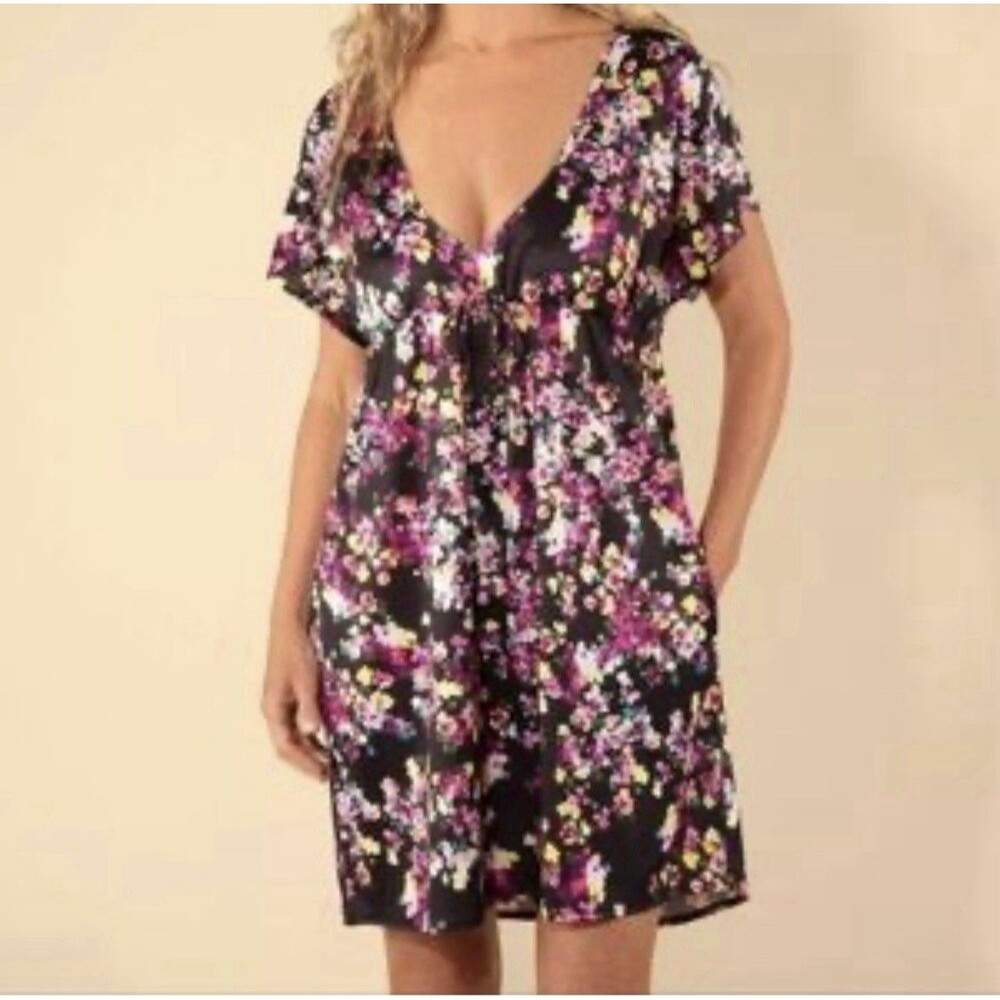 NWT Lands' End Tunic Swim Cover-Up Size Small Deep V-Neck Floral